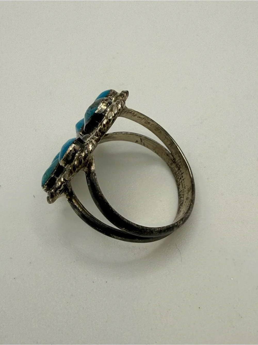 Native‎ American Sterling Silver Turquoise Flower Ring MGD Mary Grace Design sz6